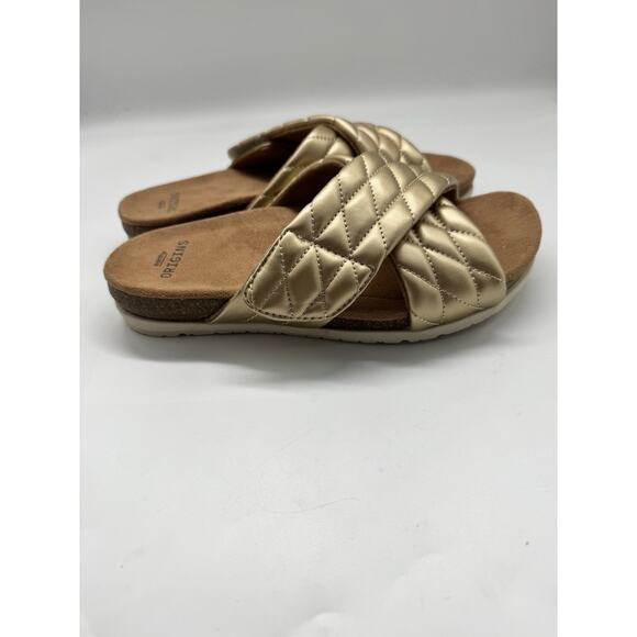 NWB Earth Origins Oceana Gold Quilted Slip On Strappy Sandals Women’s Size 6 - Picture 5 of 9